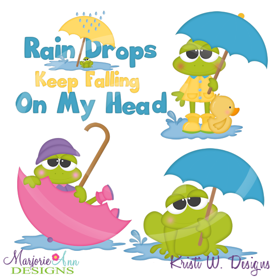 April Shower Frogs Cutting Files-Includes Clipart - Click Image to Close
